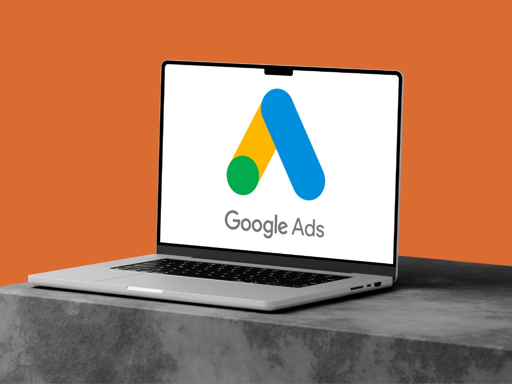 Laptop showing the Google Ads logo